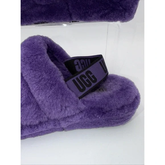 UGG Fluff Yeah Women's Size 9 Slippers Purple Sandals Fluffy Soft - Picture 1 of 10